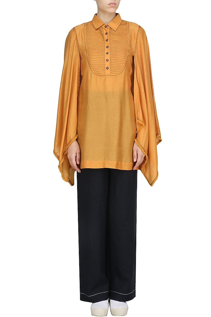 Mustard handkerchief sleeves tunic available only at Pernia's Pop Up Shop.
