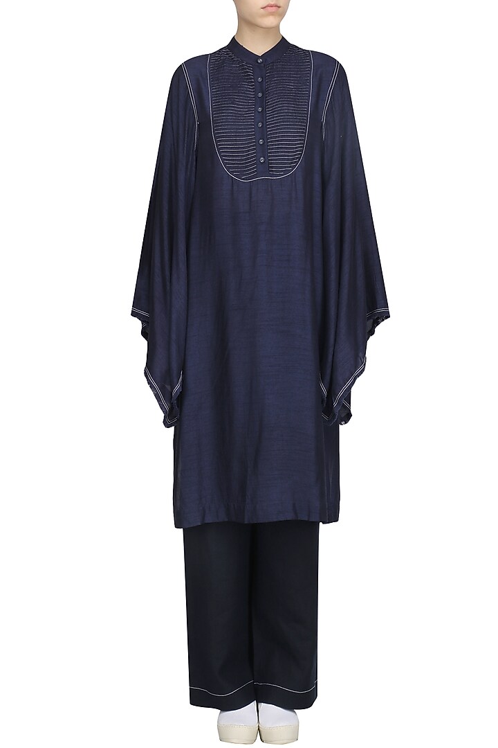 Navy blue handkerchief sleeves dress available only at Pernia's Pop Up Shop.
