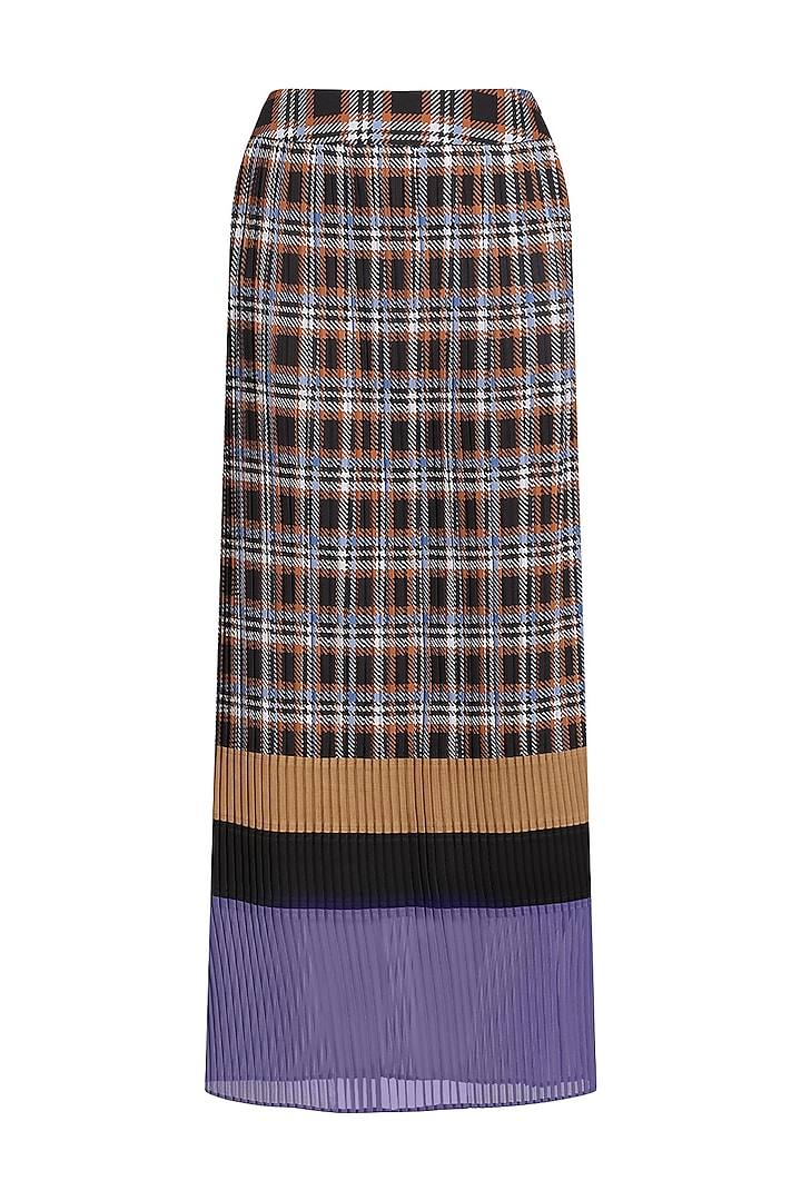 Multicolor Check Panelled Skirt by Dhruv Kapoor