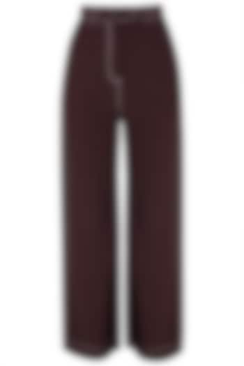 Wine Wide Legged Side Snap Button Pants by Dhruv Kapoor