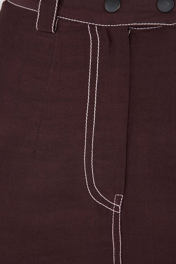 Wine wide legged side snap button pants available only at Pernia's Pop Up Shop.