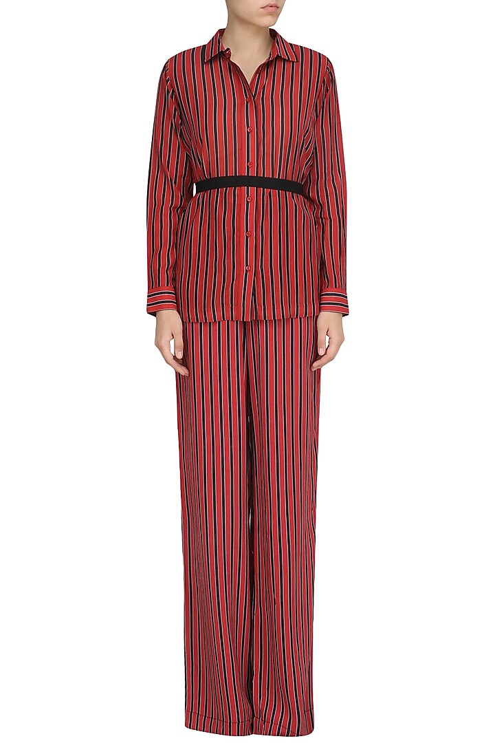Red striper shoulder pad classic shirt available only at Pernia's Pop Up Shop.