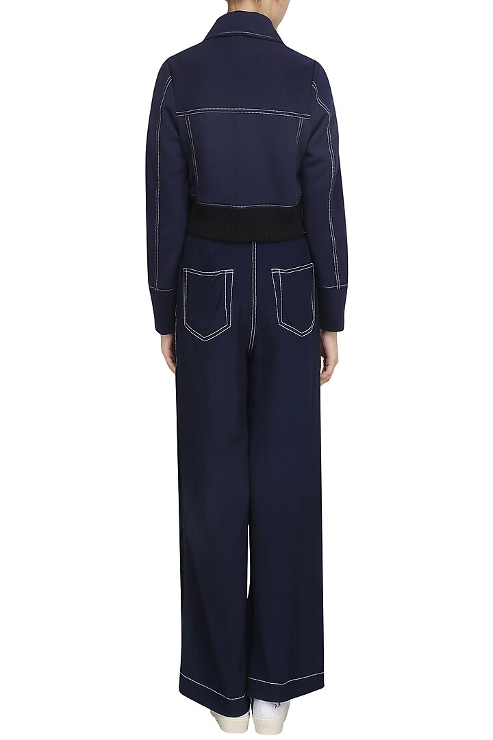 Navy blue cropped jacket available only at Pernia's Pop Up Shop.