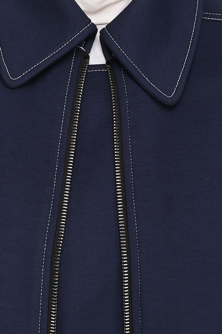 Navy blue cropped jacket available only at Pernia's Pop Up Shop.