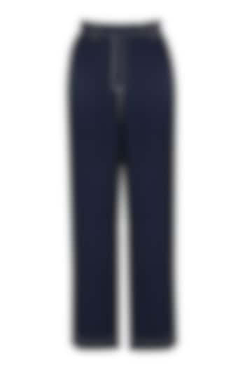 Navy blue side slit linen pants available only at Pernia's Pop Up Shop.