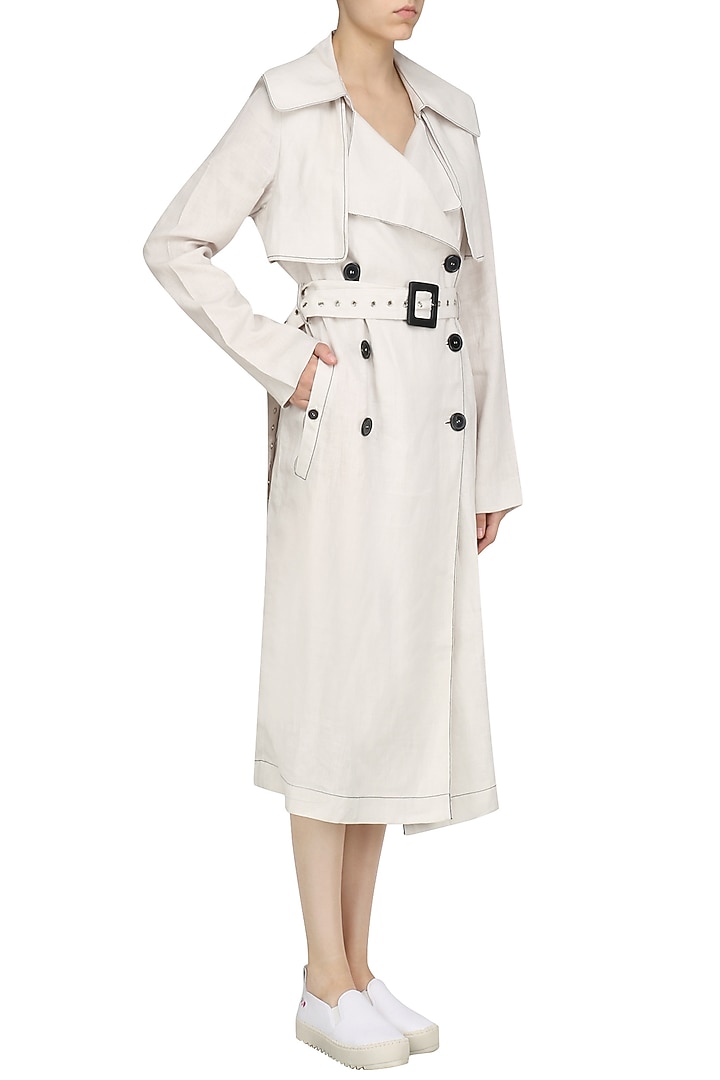 Bone color trench coat only at Pernia's Pop Up Shop.