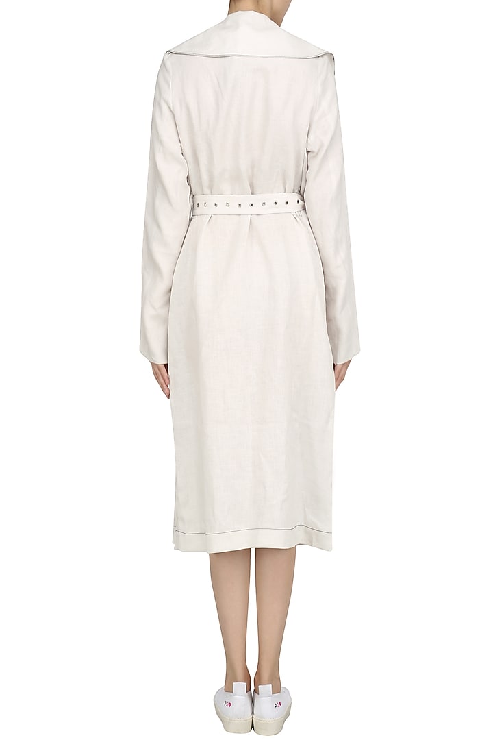 Bone color trench coat only at Pernia's Pop Up Shop.
