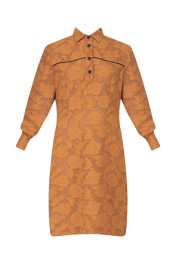 Orange Padded Shirt Dress by Dhruv Kapoor
