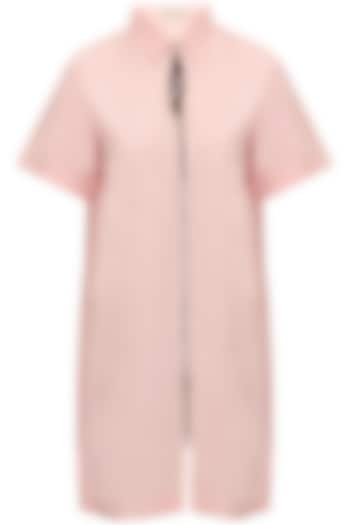 Pink Zip Up Long Shirt by Dhruv Kapoor