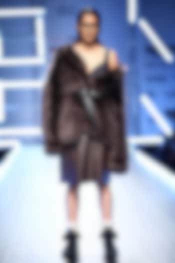 Black fur day coat available only at Pernia's Pop Up Shop.