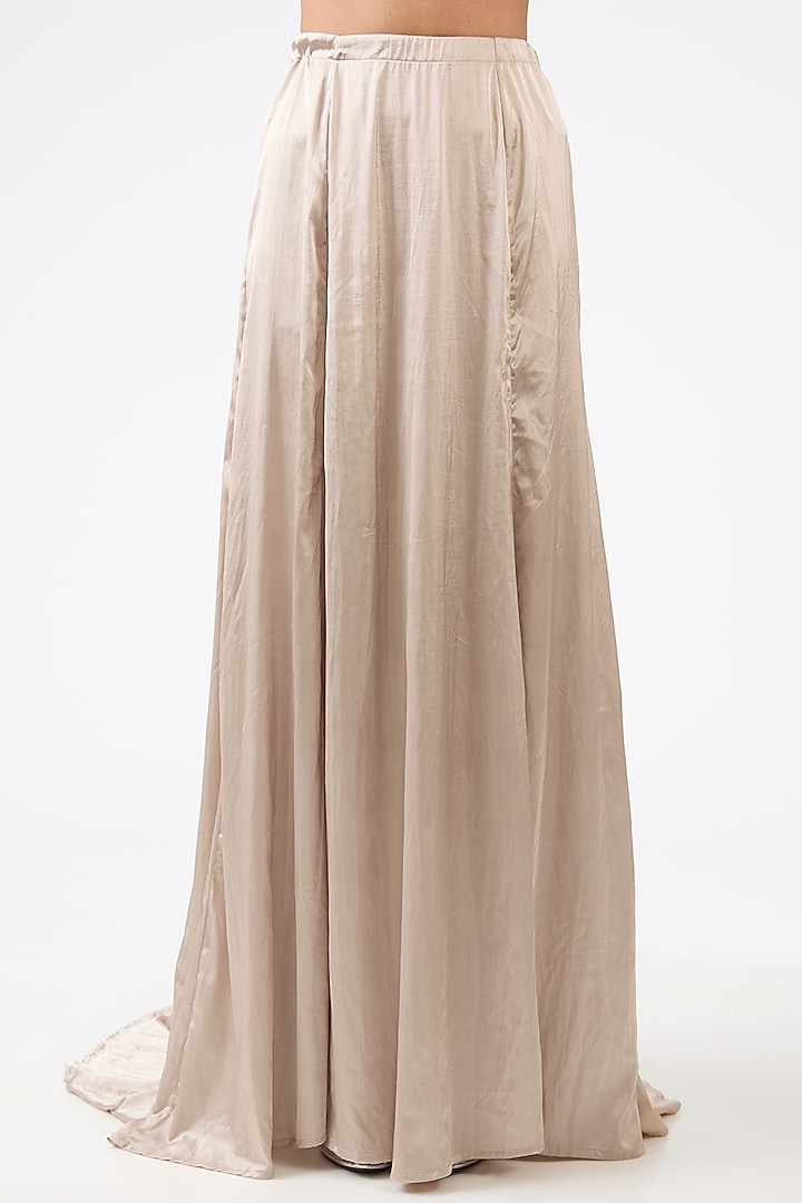 Greyish Silver Shimmer Tulle Sequins & Pearls Embroidered Bridal Gown Saree by Dolly J at Pernia's Pop Up Shop