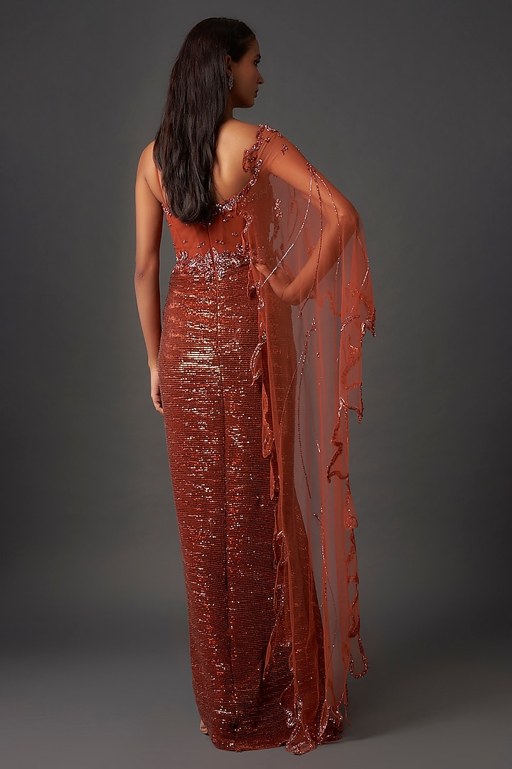 Copper Tulle Embroidered Sequins Wedding Gown by Dolly J at Pernia's Pop Up Shop