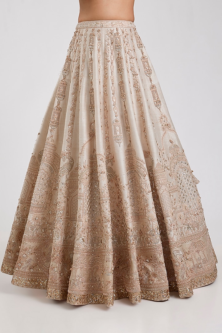 Ivory Pure Raw Silk Bridal Lehenga Set by Dolly J at Pernia's Pop Up Shop