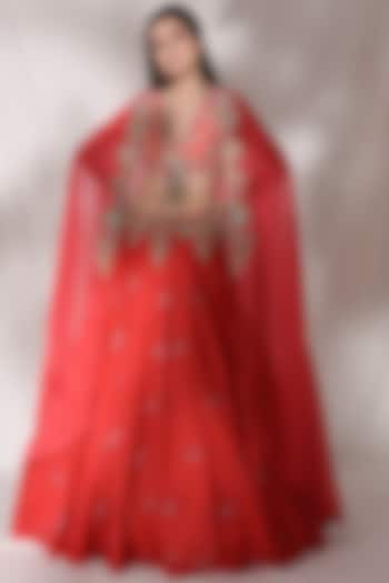 Red Embroidered Wedding Lehenga Set by Dolly J at Pernia's Pop Up Shop