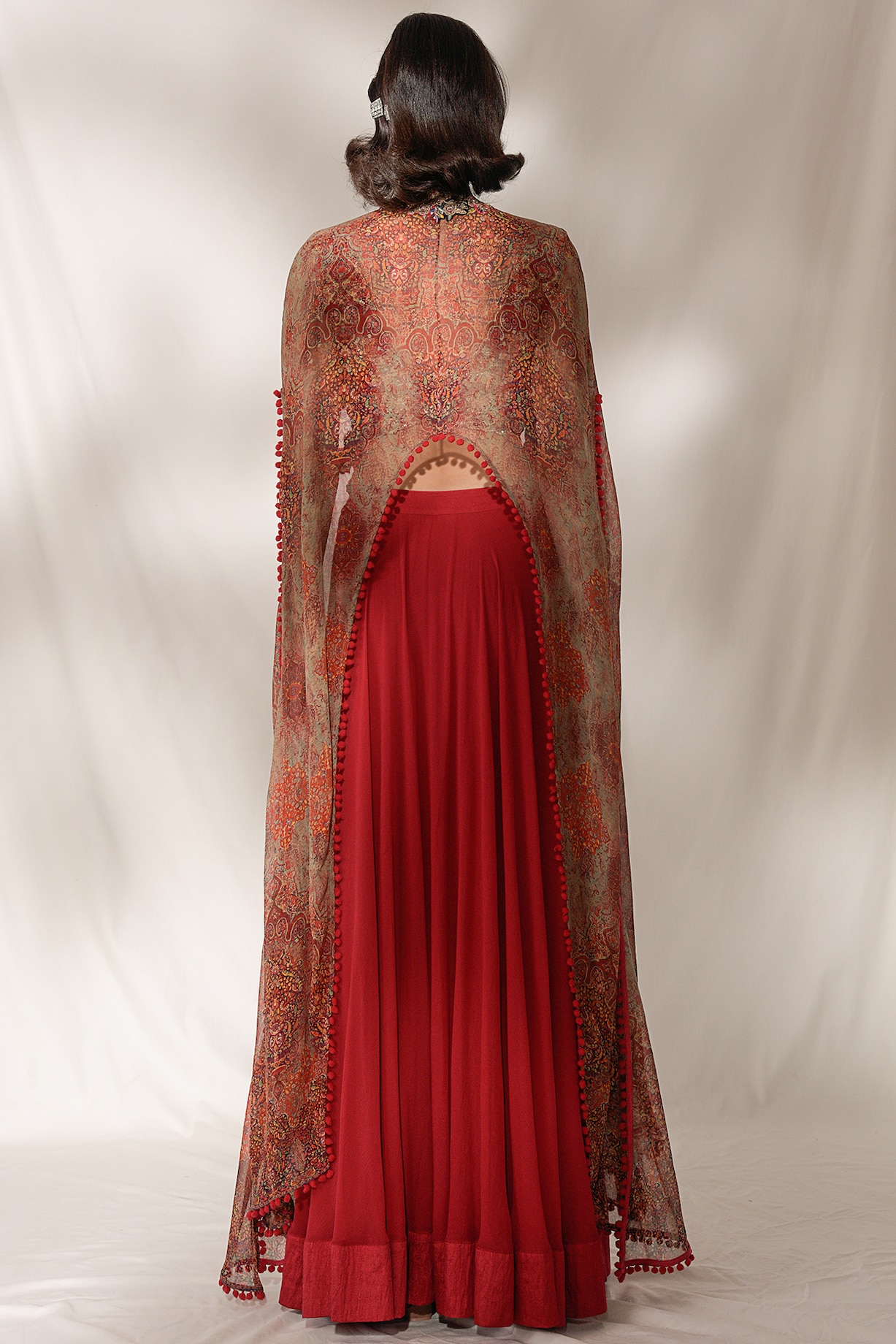 Plum Red Embroidered Sharara Set by Dolly J at Pernia's Pop Up Shop 2024