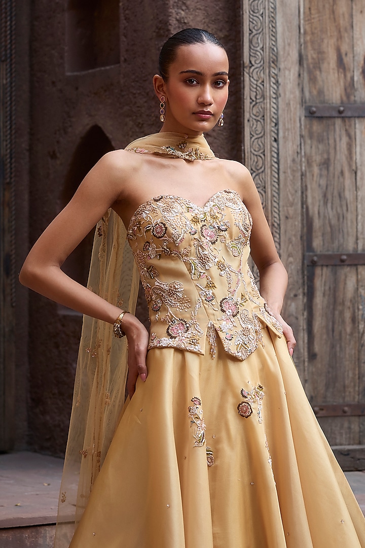 Yellow Organza Skirt Set by Dolly J at Pernia's Pop Up Shop