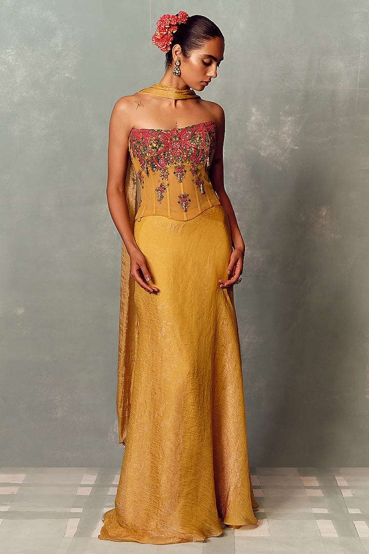 Lemon Woven Organza Skirt Set by Dolly J at Pernia's Pop Up Shop