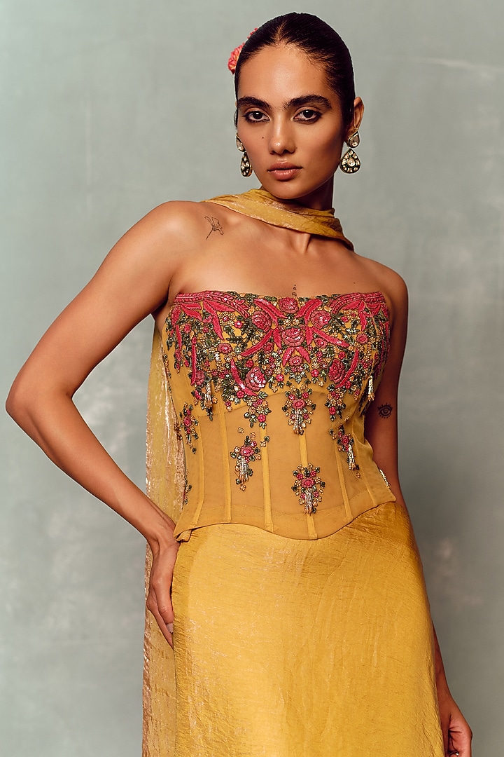 Lemon Woven Organza Skirt Set by Dolly J at Pernia's Pop Up Shop