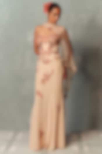 Ivory Crepe Embroidered Skirt Set by Dolly J at Pernia's Pop Up Shop