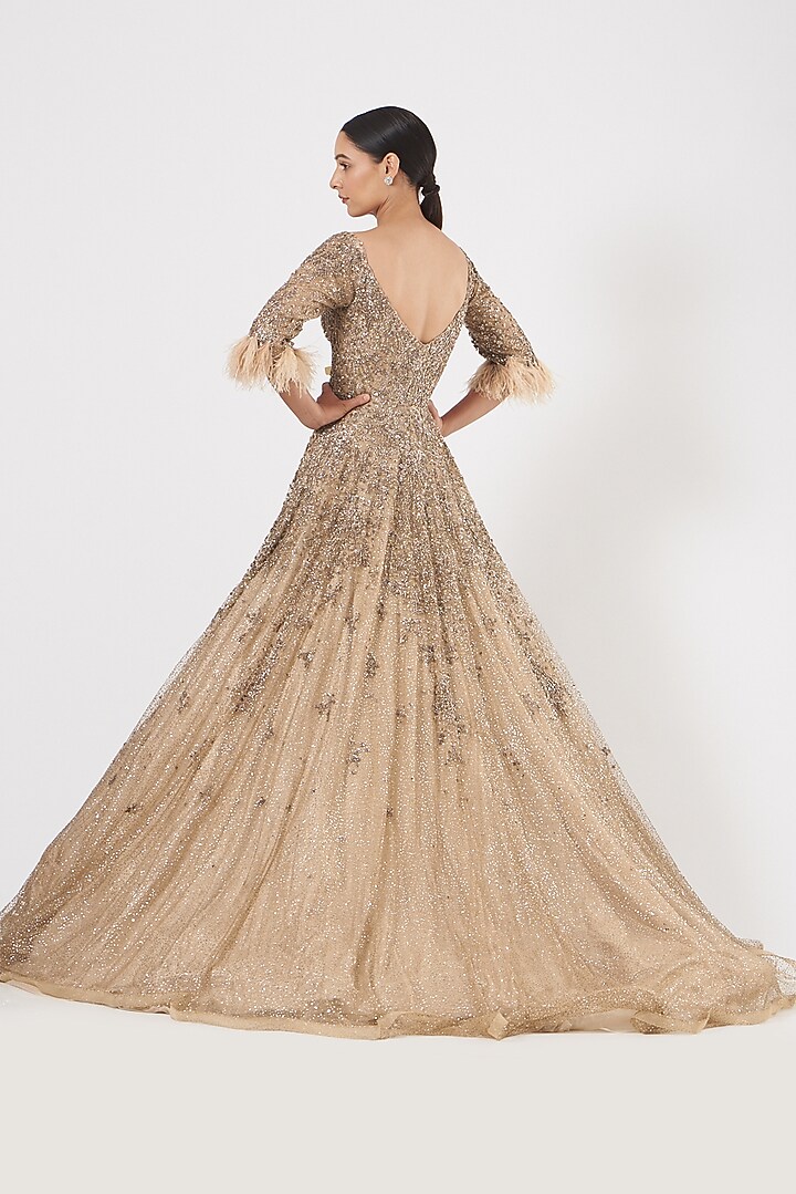 Gold Embroidered Gown by Dolly J at Pernia's Pop Up Shop
