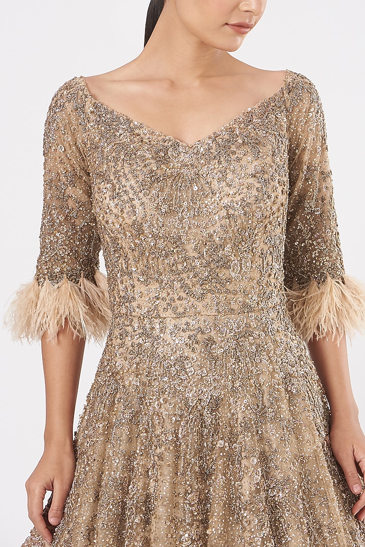 Gold Embroidered Gown by Dolly J at Pernia's Pop Up Shop