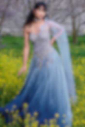 Powder Blue Ombre - Pleated Gown by Dolly J at Pernia's Pop Up Shop