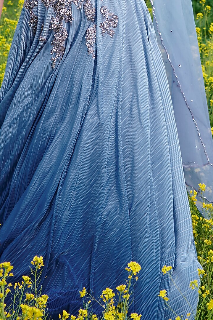 Powder Blue Ombre - Pleated Gown by Dolly J at Pernia's Pop Up Shop