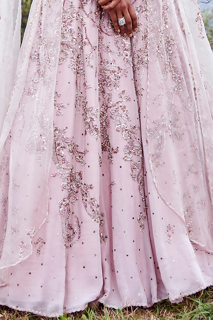 Lilac - Bridal Kalidar Kurta Set With Cape by Dolly J at Pernia's Pop Up Shop