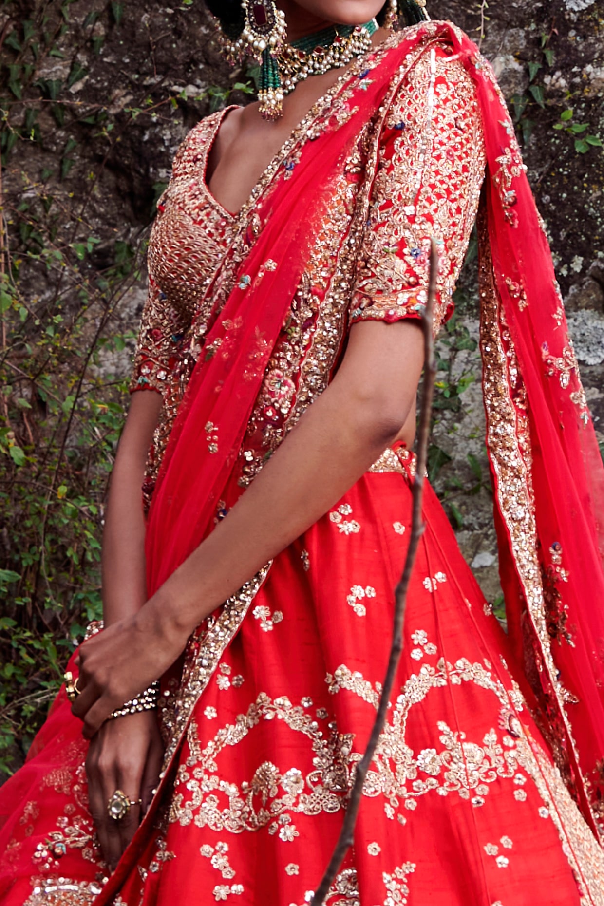 Indian Bridal Wear - Adya Banarasi Red Bridal Lehenga – B Anu Designs