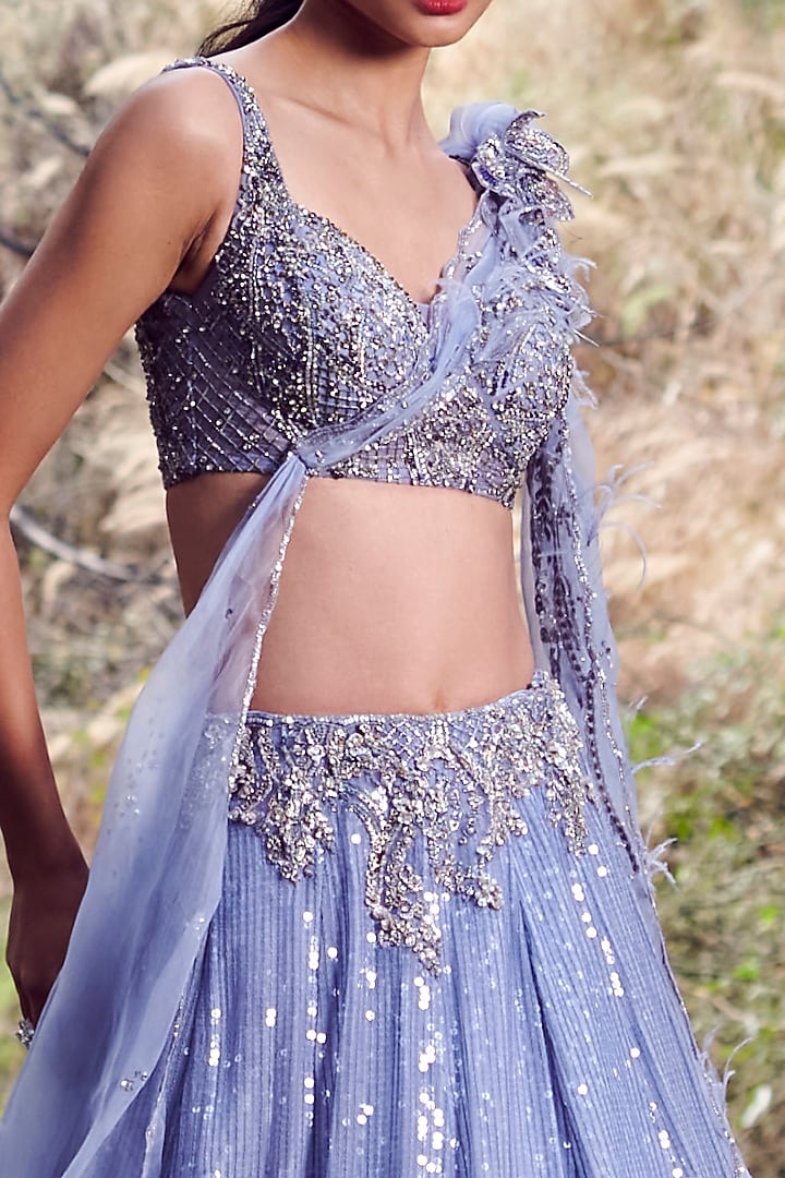 Lilac Embroidered Wedding Lehenga Set by Dolly J at Pernia's Pop Up Shop