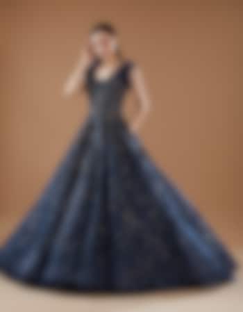 Blue Shimmer Tulle Gown by Dolly J