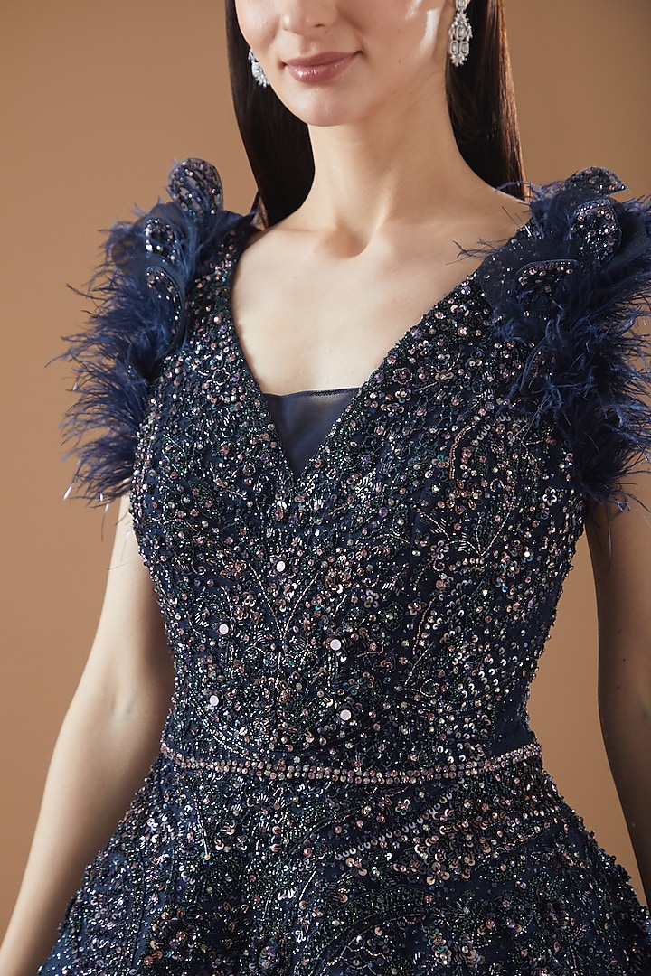 Blue Shimmer Tulle Bridal Gown by Dolly J at Pernia's Pop Up Shop
