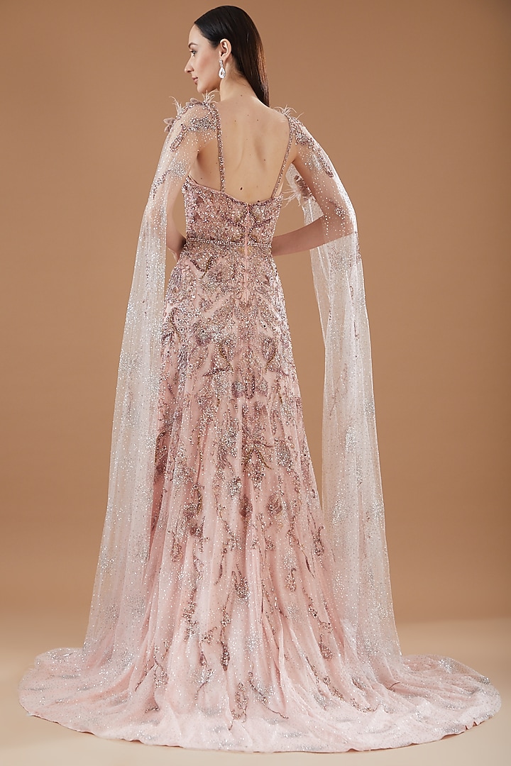 Pink Shimmer Tulle Bridal Gown by Dolly J at Pernia's Pop Up Shop