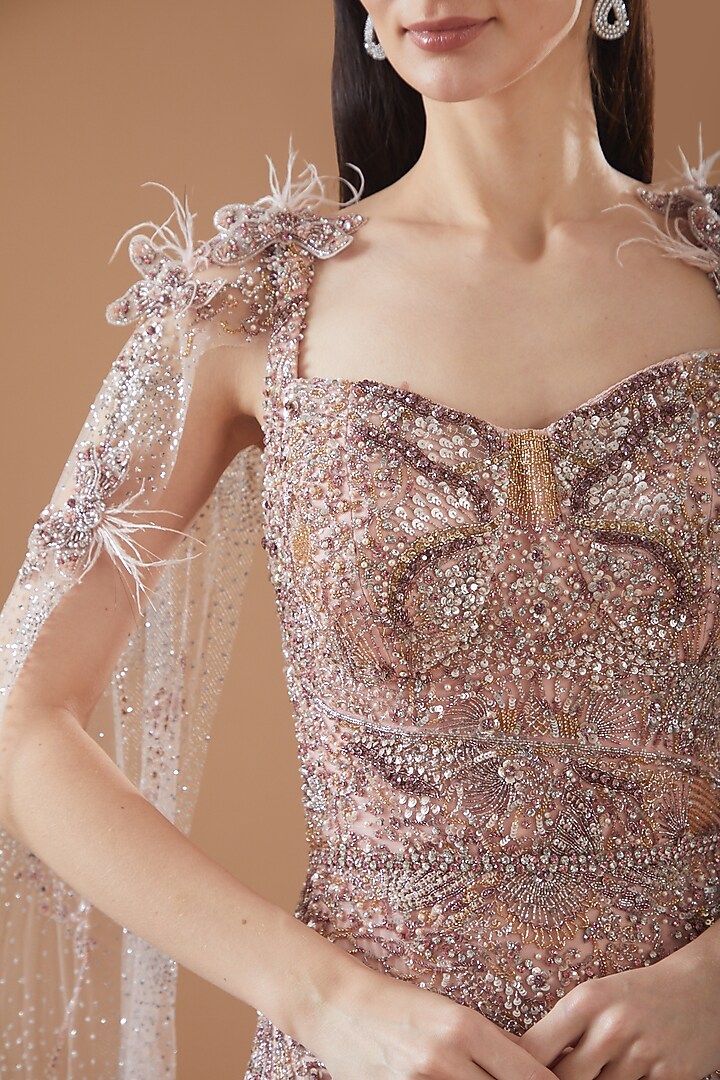 Pink Shimmer Tulle Bridal Gown by Dolly J at Pernia's Pop Up Shop