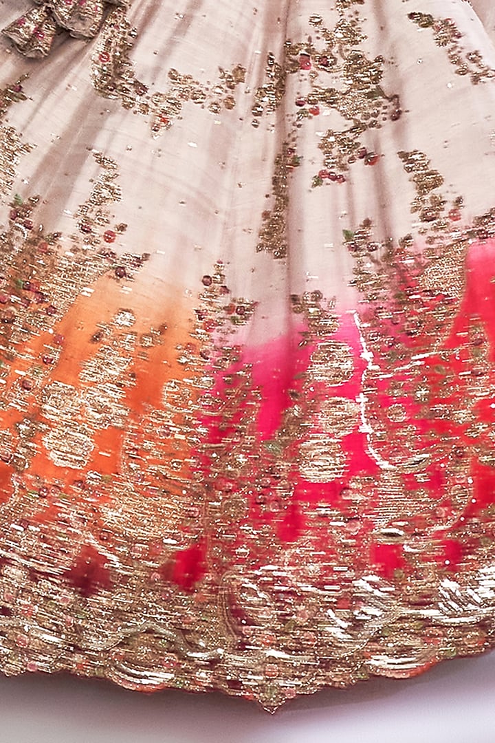 Beige Ombre Raw Silk Embroidered Bridal Lehenga Set by Dolly J at Pernia's Pop Up Shop