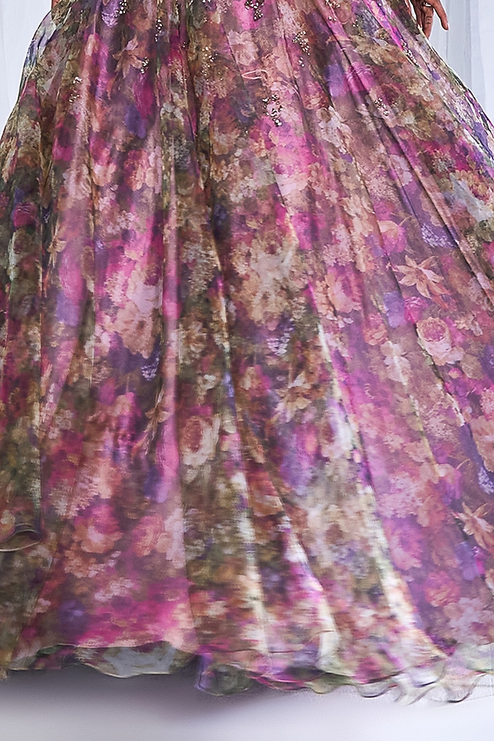Multi-Colored Organza Embroidered & Printed Wedding Gown by Dolly J at Pernia's Pop Up Shop