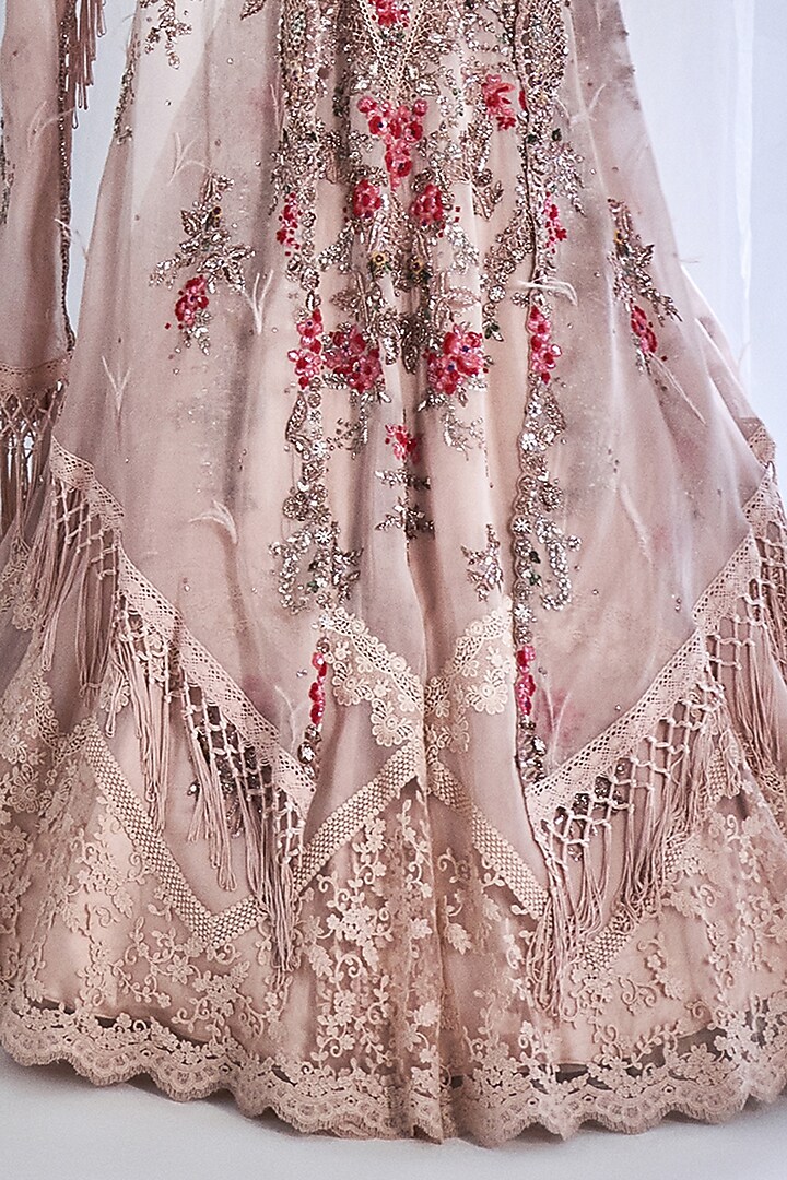 Ivory Organza Embroidered Jacket Bridal Lehenga Set by Dolly J at Pernia's Pop Up Shop