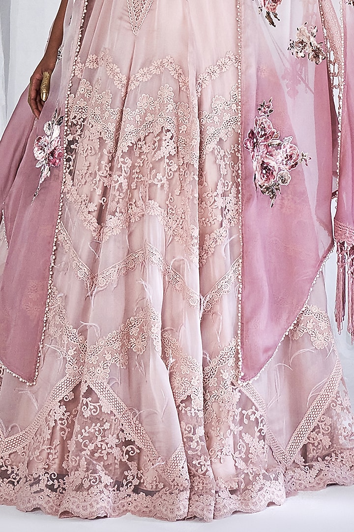 Charulata Glass Organza Pink Jacket Set