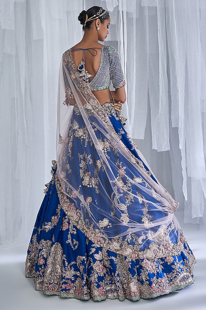 Firoza Raw Silk Embroidered Bridal Lehenga Set by Dolly J at Pernia's Pop Up Shop