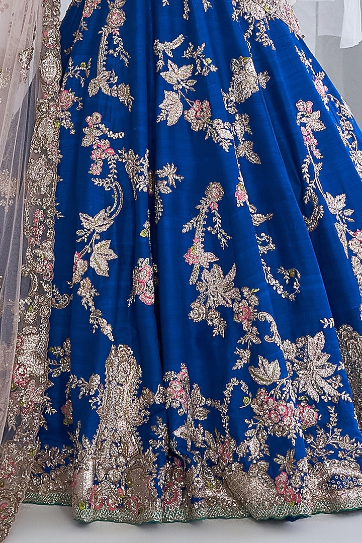 Firoza Raw Silk Embroidered Bridal Lehenga Set by Dolly J at Pernia's Pop Up Shop