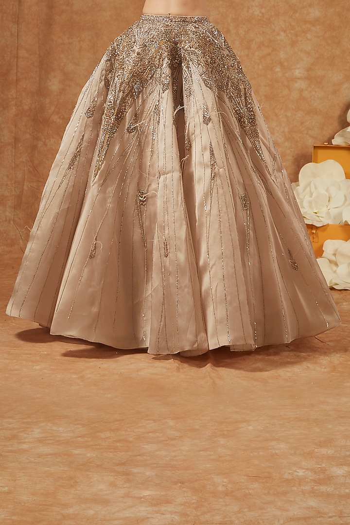 Champagne Silk Organza Embroidered Bridal Lehenga Set by Dolly J at Pernia's Pop Up Shop