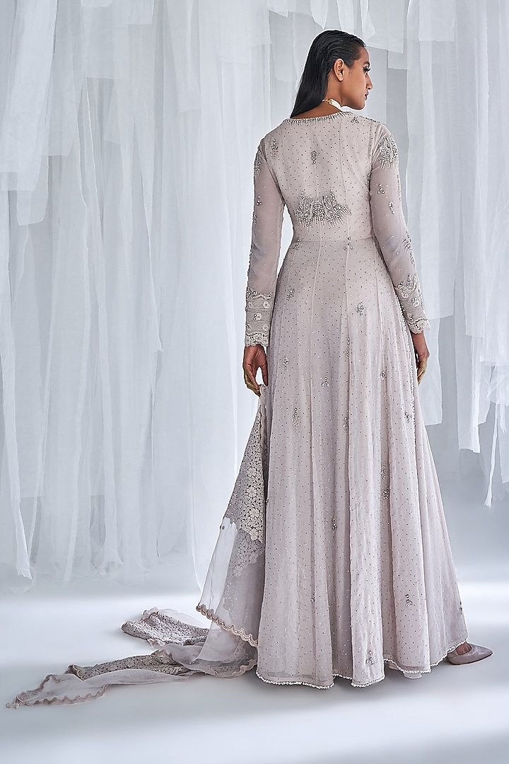 Ivory Chiffon Bridal Sharara Set by Dolly J at Pernia's Pop Up Shop