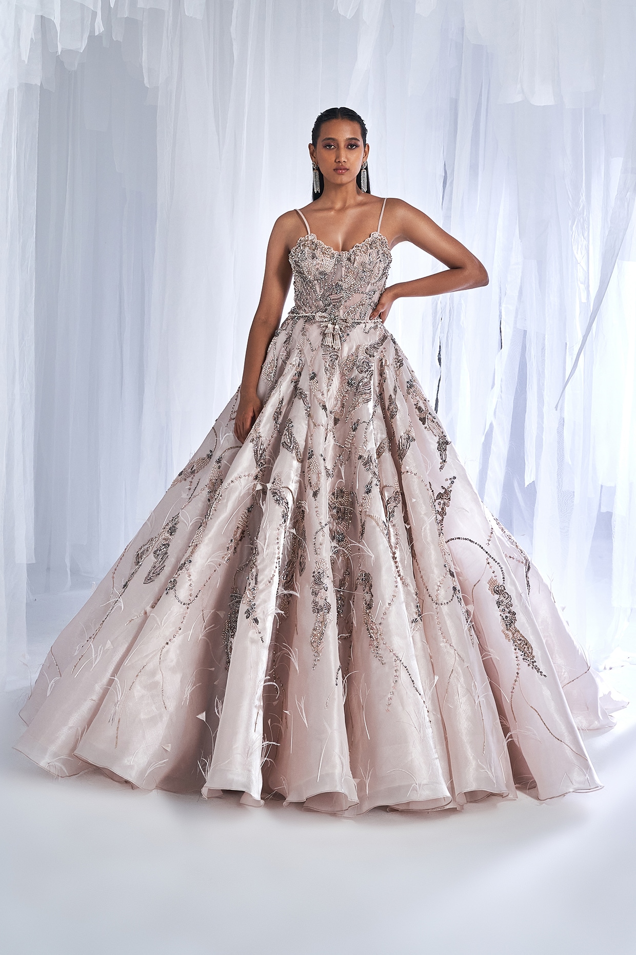 High Slit Lace Beach Ruffled A-line V-neck Fairytale Wedding Dress |  Brydealo