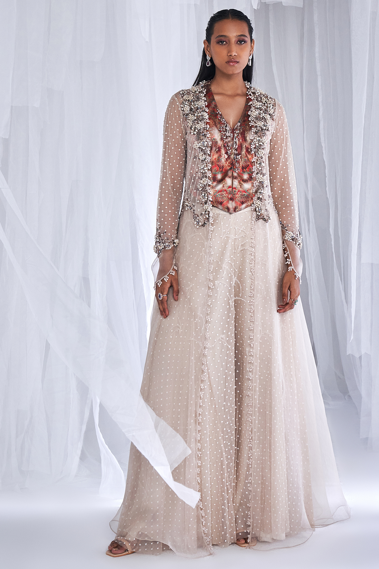 Ivory Tulle Sharara Set by Dolly J