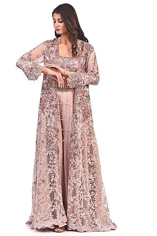 Pink Ombre Organza & Chantilly Jacket Set by Dolly J