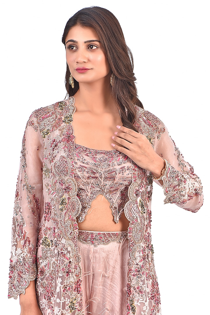 Pink Ombre Organza & Chantilly Jacket Set by Dolly J at Pernia's Pop Up Shop