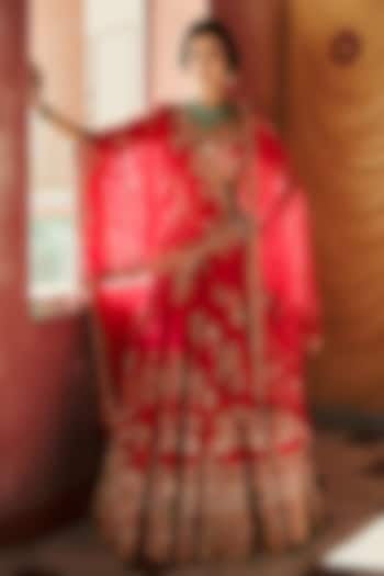 Crimson Silk Embellished Bridal Lehenga Set by Dolly J at Pernia's Pop Up Shop