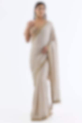 Ivory Chikankari Hand Embroidered Bridal Saree Set by Dolly J at Pernia's Pop Up Shop