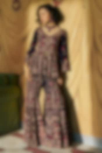 Ink Blue Crepe Dori Embroidered Bridal Sharara Set by Dolly J at Pernia's Pop Up Shop