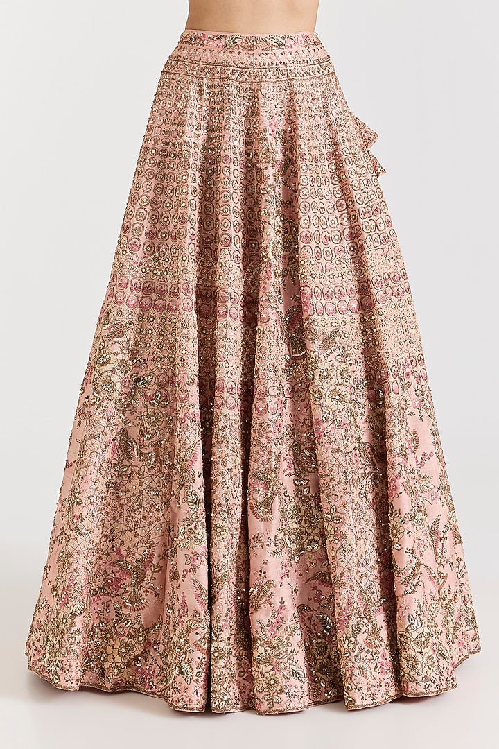 Blush Pink Silk Dori & Zardosi Embroidered Bridal Lehenga Set by Dolly J at Pernia's Pop Up Shop